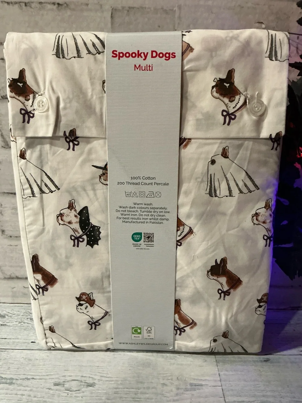 CATH KIDSTON 4Pc Queen Size cotton spooky dogs sheet set